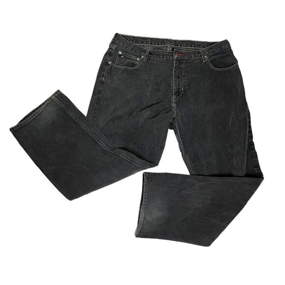 TOMMY Jeans Tommy Hilfiger Black Loose Fit Wide Straight Leg Pli Pli Size 40/30 - Picture 1 of 9